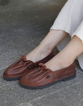 Retro Leren Zachte Vrouwen Lente Platte Schoenen