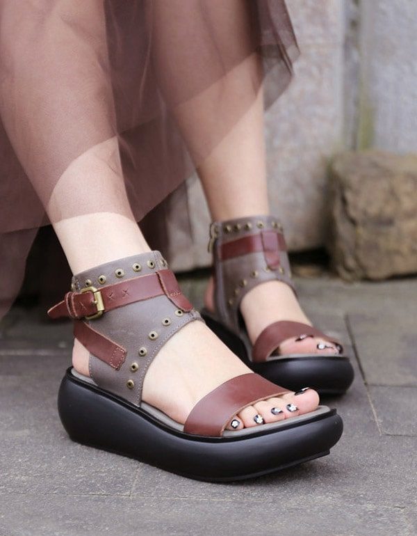 Retro Leren Zomer Mode Sandalen