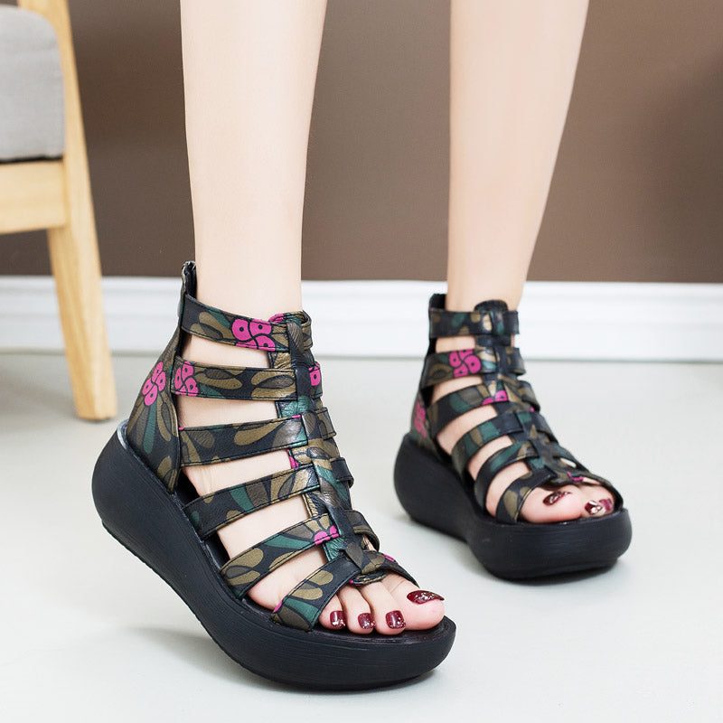 Romeinse Sandalen Met Zomerbloemenprint Voor Dames