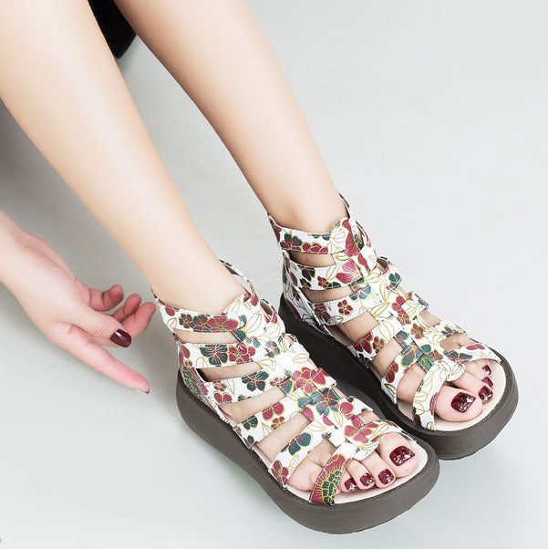 Romeinse Sandalen Met Zomerbloemenprint Voor Dames