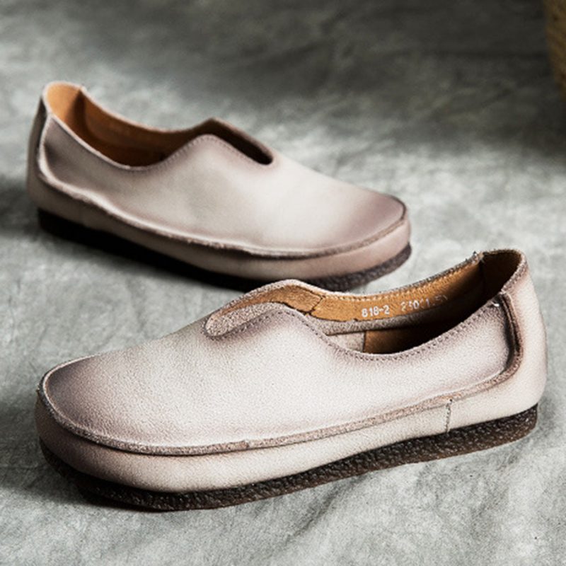 Verkoop Handgemaakte Zachte Lederen Slip-on Retro Platte Schoenen