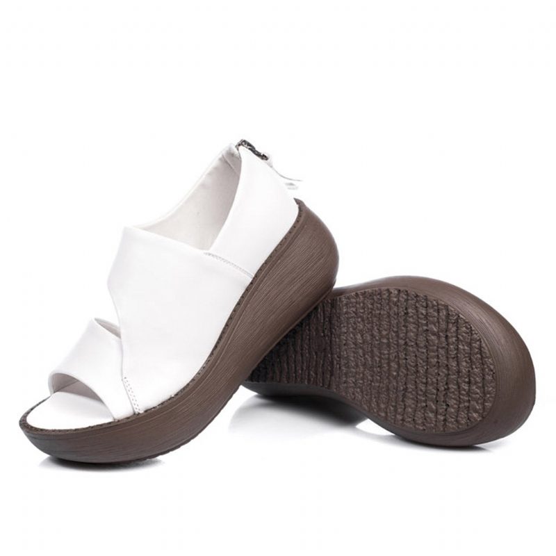 Zomer Retro Leren Vakantie Wedge Sandalen