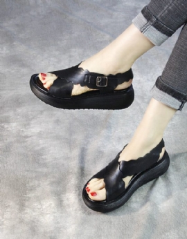 Zomer Retro Plateausandalen Met Gekruiste Bandjes