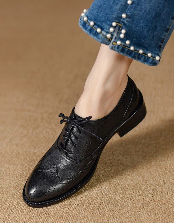 100% Handgemaakte Lederen Britse Stijl Oxford Schoenen