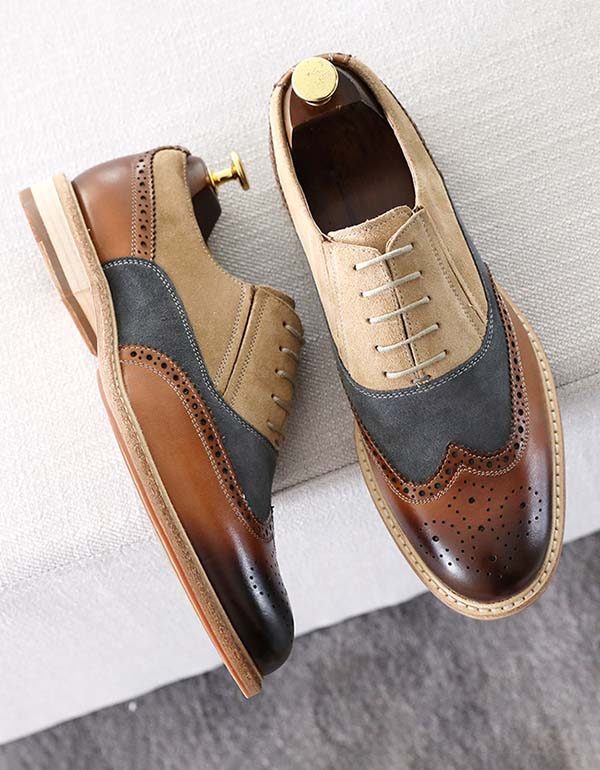 Handgemaakte Britse Bullock Suede Heren Oxfords