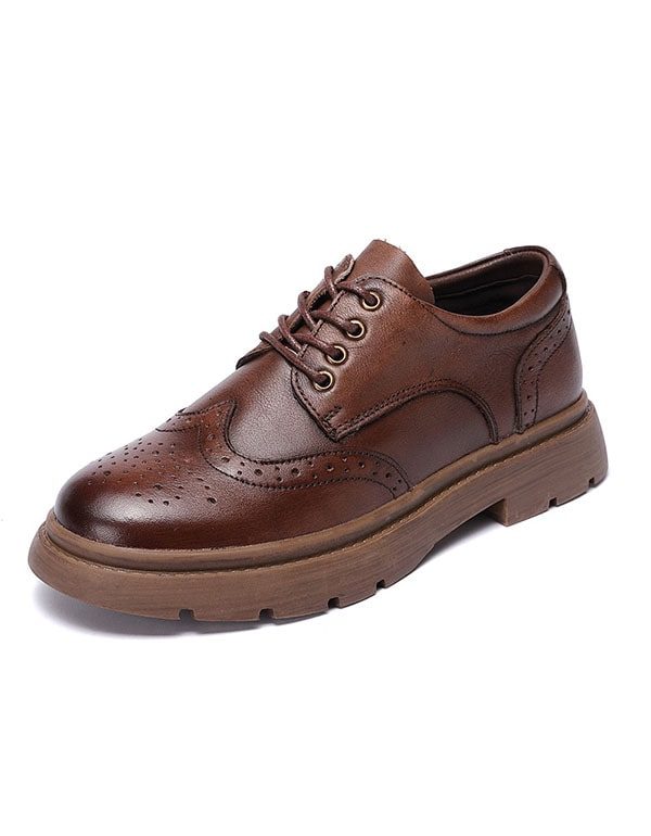 Lente Retro Leren Oxford Schoenen Met Veters