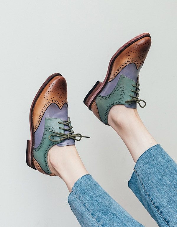 Vintage Brock Britse Oxford-schoenen Voor Dames