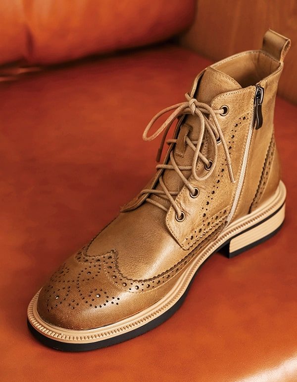 Vintage Brock Oxford-laarzen In Britse Stijl Voor Dames