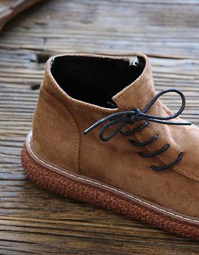 Handgemaakte Retro Side Lace-up Suède Lente Schoenen