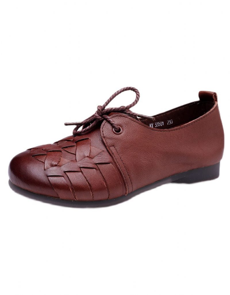 Handgeweven Antislip Zachte Lederen Retro Platte Schoenen