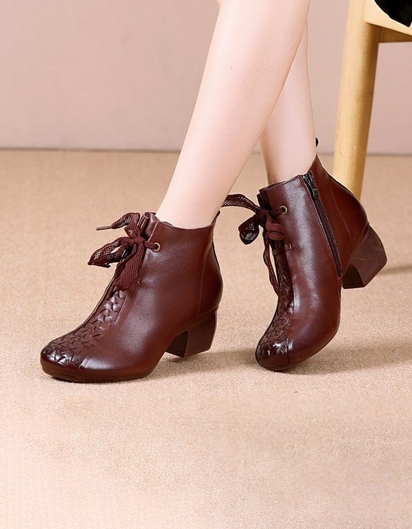 Herfst Winter Elegante Chunky Heels Retro Boots