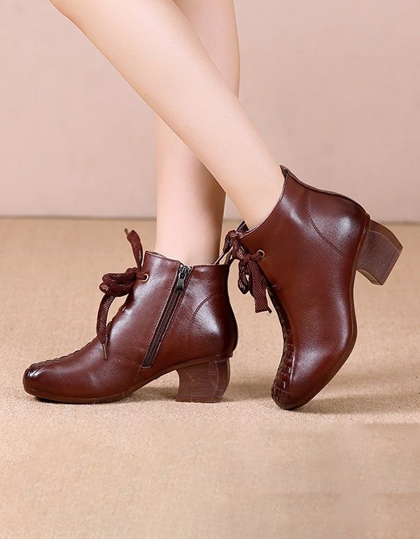 Herfst Winter Elegante Chunky Heels Retro Boots