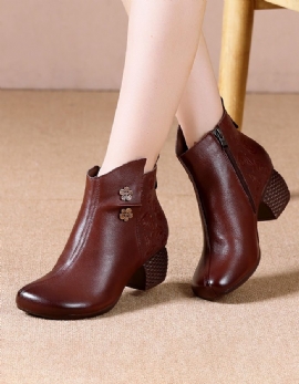 Onregelmatige Reliëf Retro Chunky Heel Boots