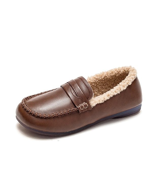 Retro Loafers Van Katoenfluweel Met Platte Bodem Voor De Winter