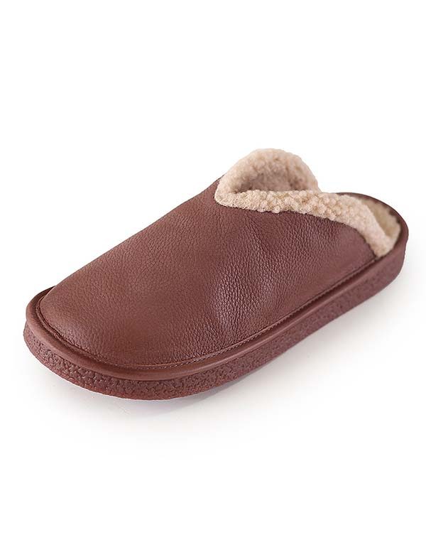 Winter Muilezels Pluche Retro Leren Pantoffels