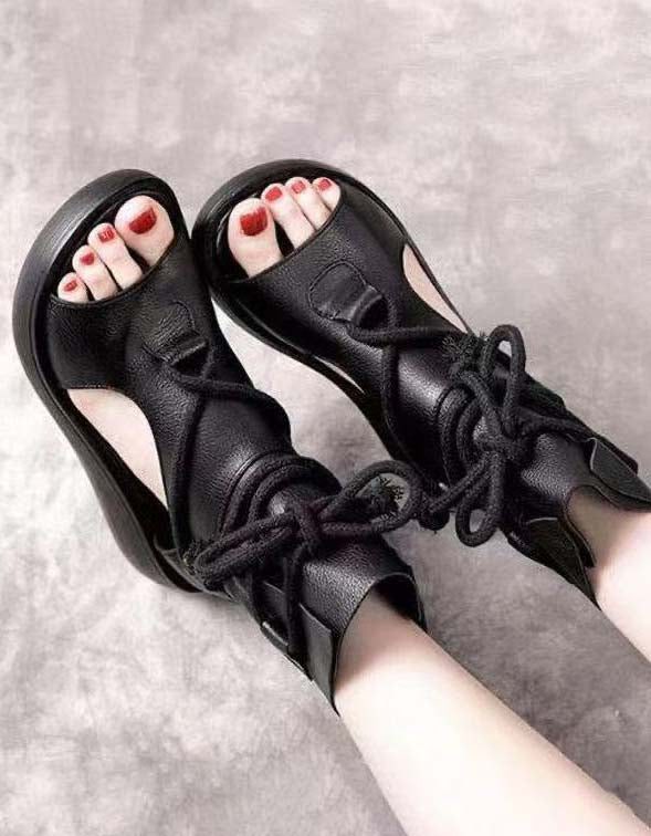 Zomersandalen Met Veters Aan De Enkel En Veters