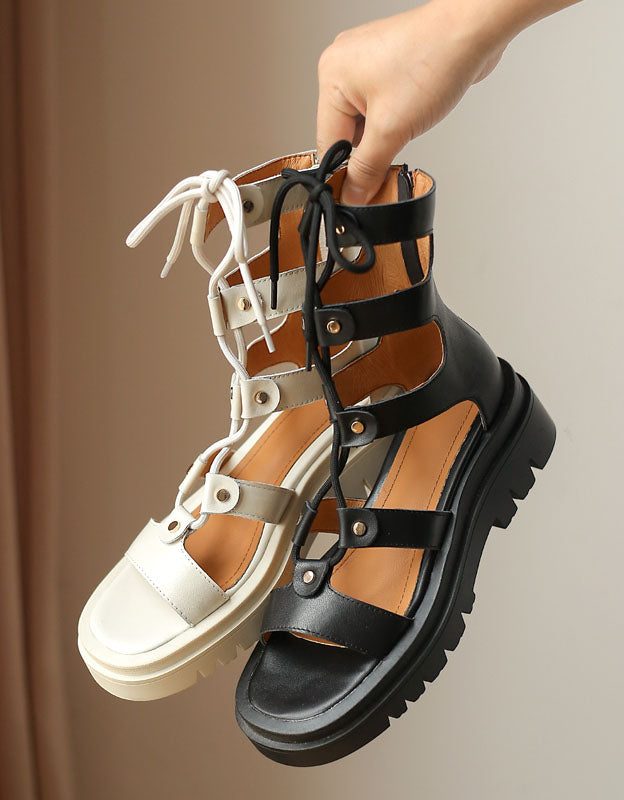 Zomerse Vintage Sandalen Met Veters In Romeinse Stijl