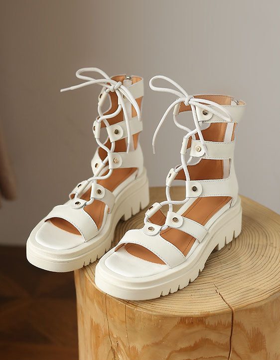 Zomerse Vintage Sandalen Met Veters In Romeinse Stijl