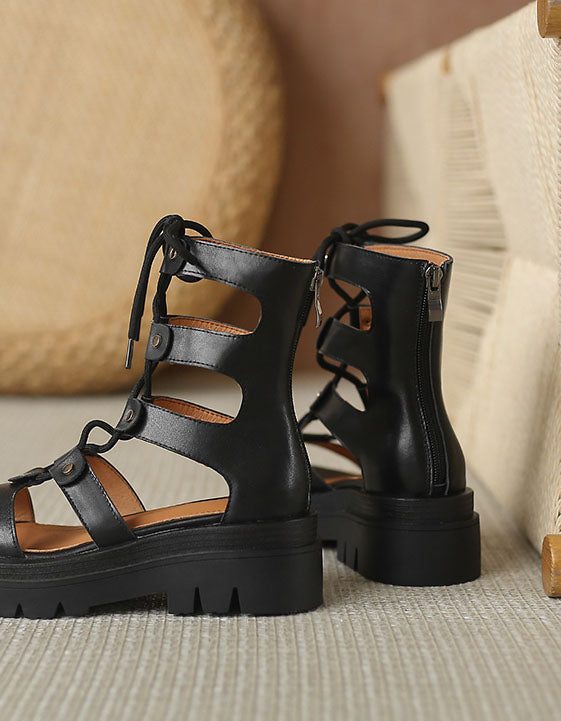 Zomerse Vintage Sandalen Met Veters In Romeinse Stijl