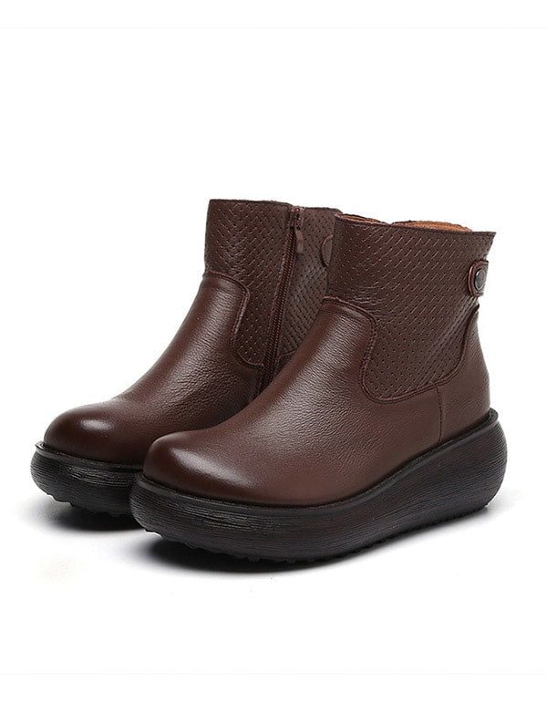 Herfst Winter Leren Comfort Platform Laarzen