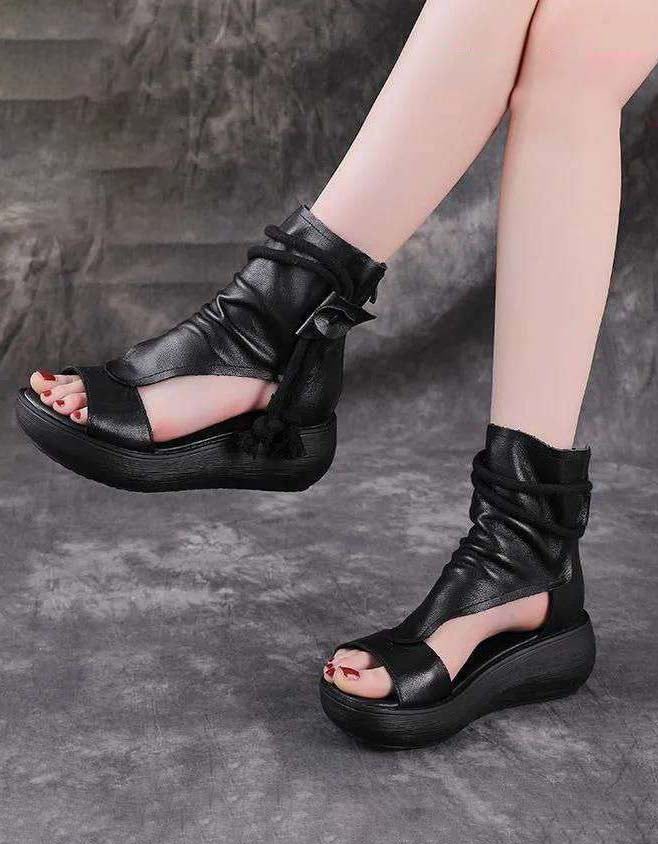 Zomersandalen Met Veters Aan De Enkel En Veters