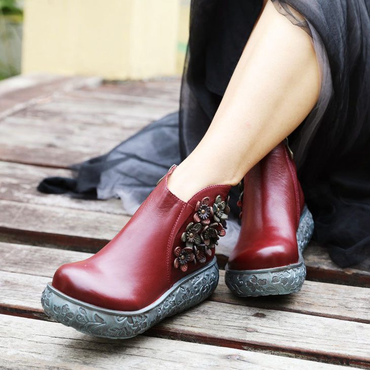 Bloem Handgemaakte Retro Wedge Boots | Geschenkschoenen