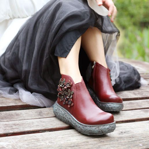 Bloem Handgemaakte Retro Wedge Boots | Geschenkschoenen