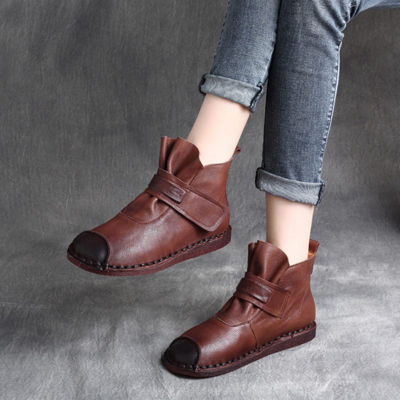 Casual Retro Lederen Handgemaakte Korte Laarzen | Cadeau Schoenen