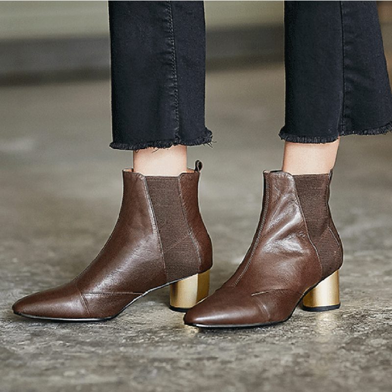 Chelsea Boots Met Dikke Hak En Puntige Hak 35-41