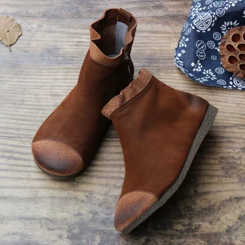 Geschenkschoenen Herfst Casual Platte Soft Bodem Leren Dameslaarzen