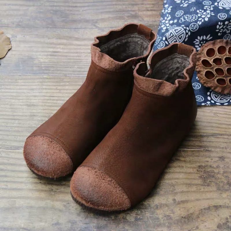 Geschenkschoenen Herfst Casual Platte Soft Bodem Leren Dameslaarzen