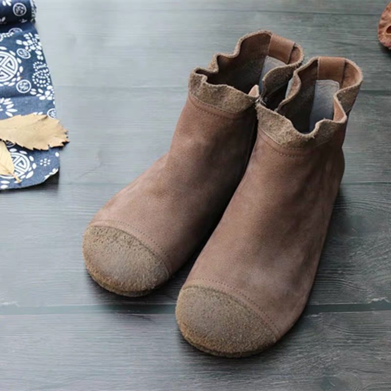 Geschenkschoenen Herfst Casual Platte Soft Bodem Leren Dameslaarzen