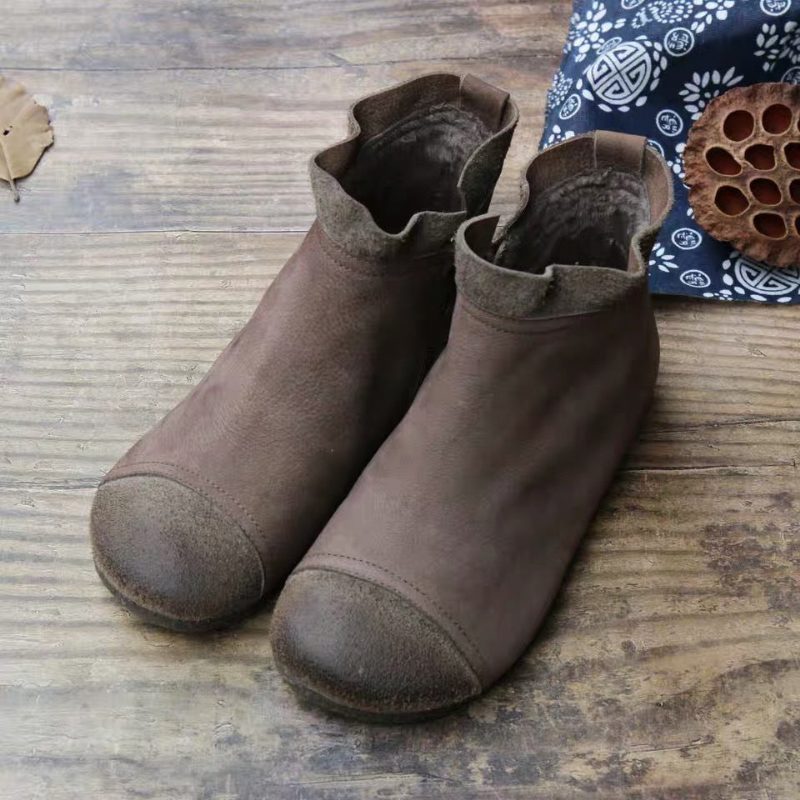 Geschenkschoenen Herfst Casual Platte Soft Bodem Leren Dameslaarzen