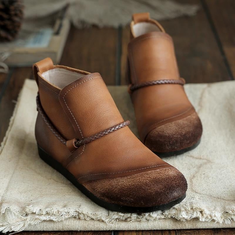 Geschenkschoenen Herfst Retro Comfortabele Handgemaakte Enkellaarsjes Met Stiksels