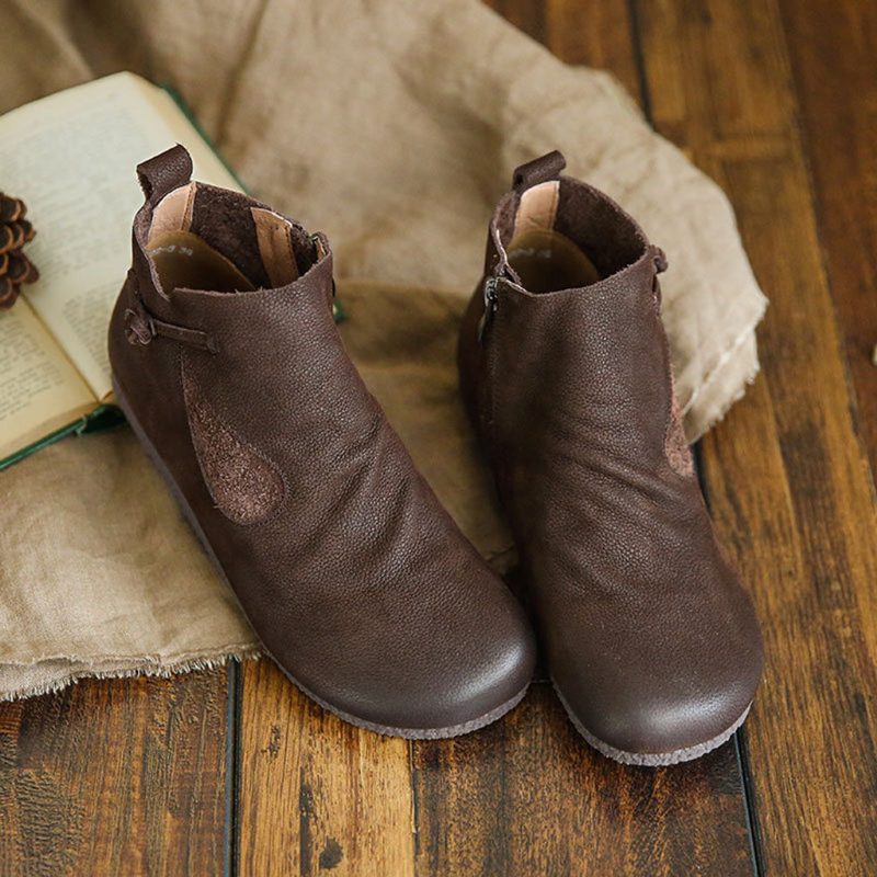 Handgemaakte Etnische Leren Dames Korte Laarzen | Cadeau Schoenen