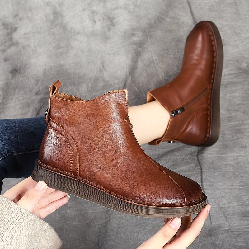 Handgemaakte Retro Leren Enkellaarsjes | Cadeau Schoenen