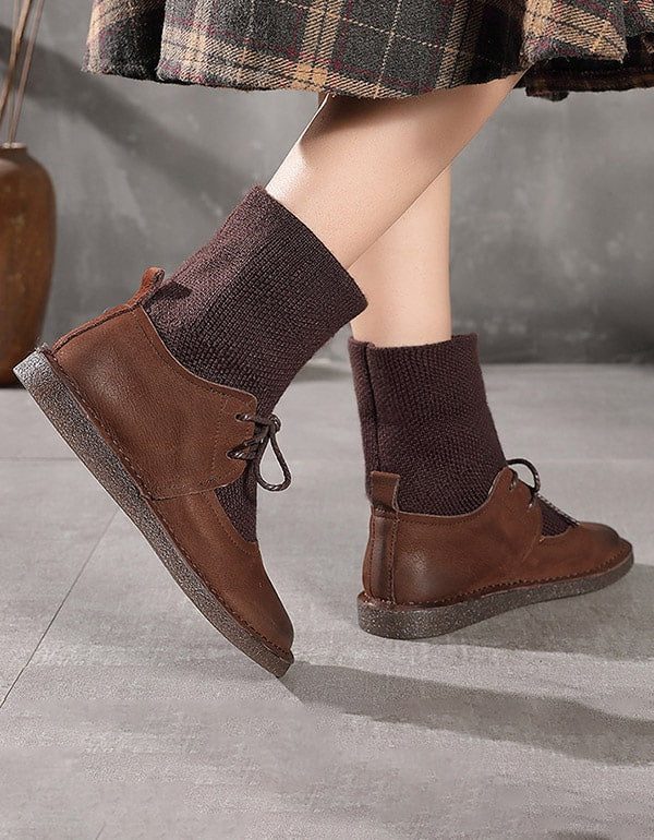 Handgemaakte Retro Leren Soft-zolen Stichting Boots