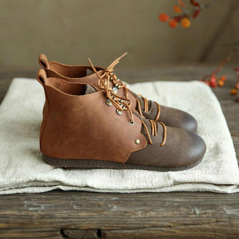 Herfst Retro Leren Casual Korte Laarzen | Cadeau Schoenen