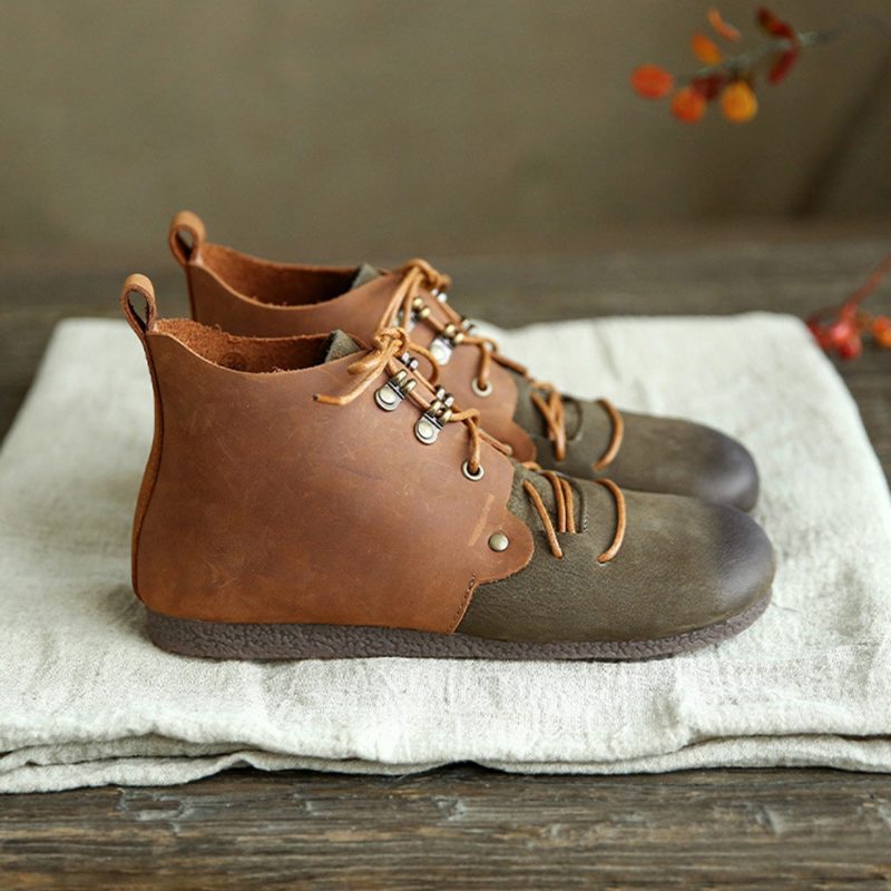 Herfst Retro Leren Casual Korte Laarzen | Cadeau Schoenen