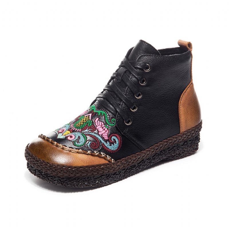 Herfst Vintage Retro Lederen Handgemaakte Dameslaarzen | Cadeau Schoenen