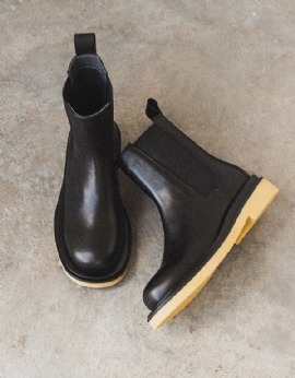 Herfst Winter Britse Stijl Chelsea Boots Zwart