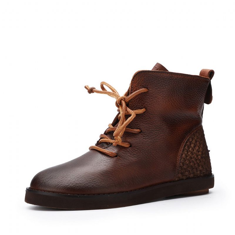 Herfst Winter Dames Enkellaarsjes Leer Retro Comfortabel | Cadeau Schoenen