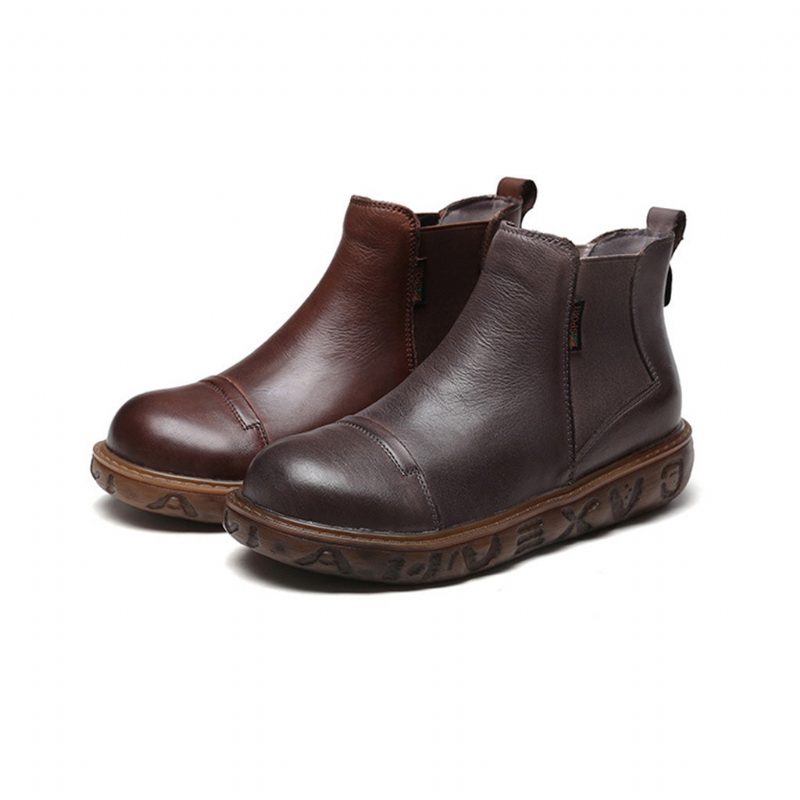 Herfst Winter Leren Retro Zachte Bodem Korte Dameslaarzen | Cadeau Schoenen