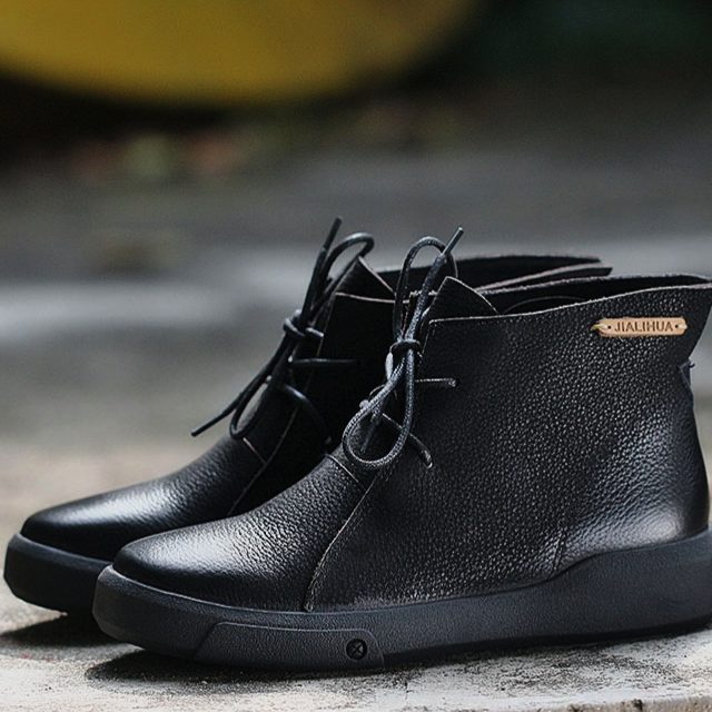 Leren Casual Enkellaarsjes In Britse Stijl | Geschenkschoenen 35-42