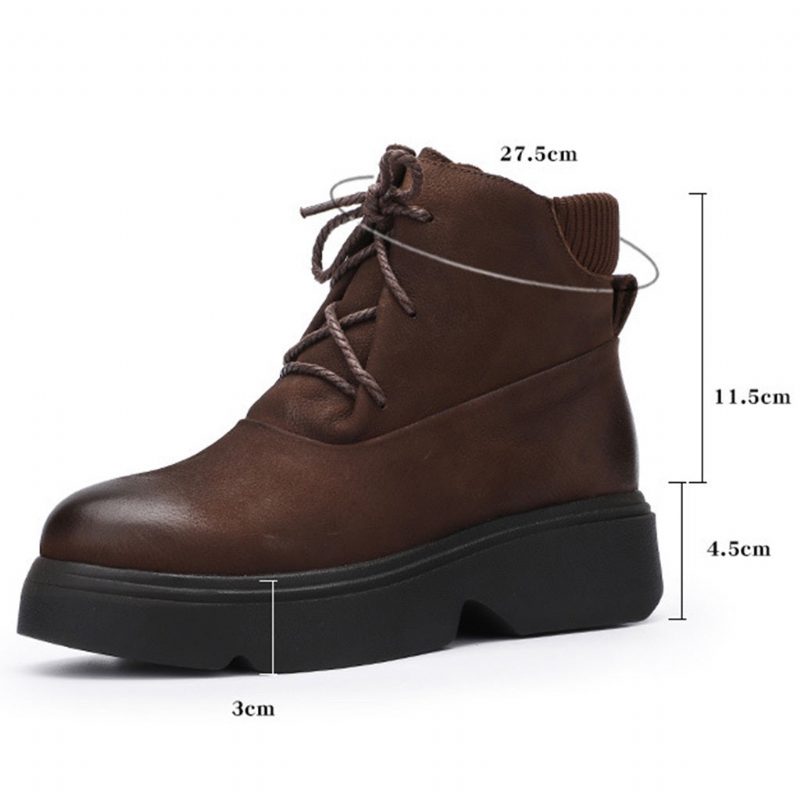 Leren Plateau Winterlaarzen Met Ronde Kop | Cadeau Schoenen