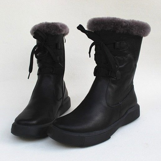 Middellange Winterlaarzen Van Puur Leer | Cadeau Schoenen | 35-41