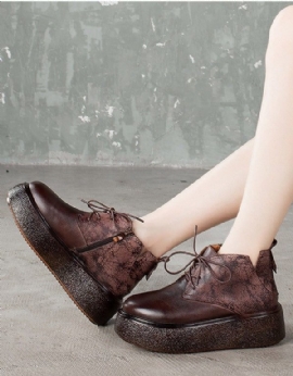 Platform Retro Leren Veterschoenen Mode Laarzen