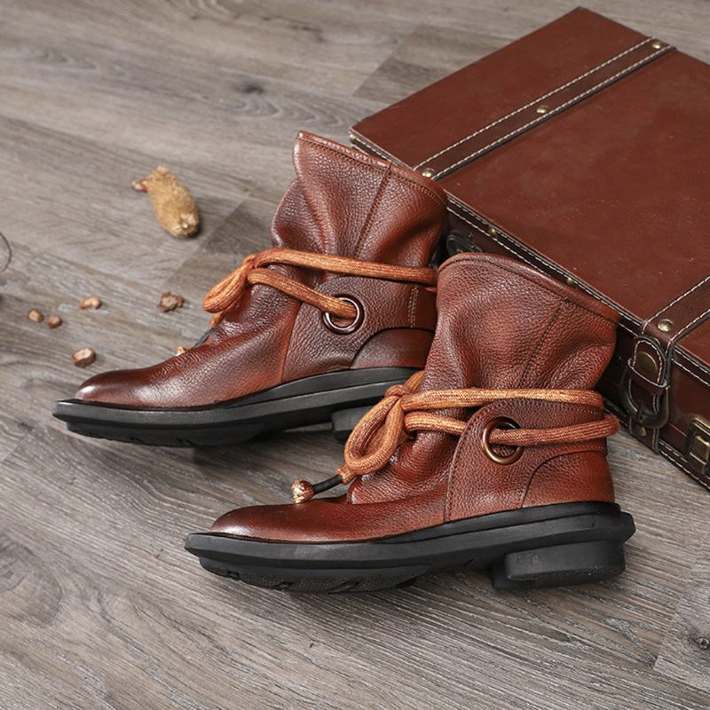 Retro Leren Comfortabele Winterlaarzen | Cadeau Schoenen