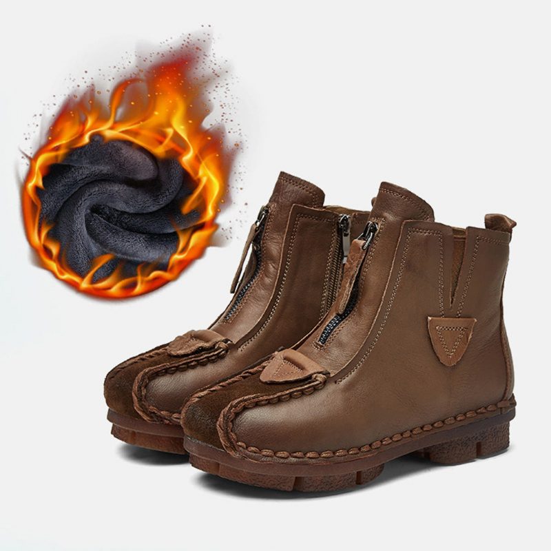 Winter Lederen Handgemaakte Retro Korte Laarzen | Cadeau Schoenen