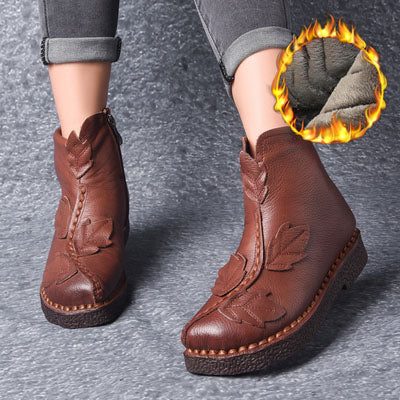 Winter Retro Leren Fluwelen Laarzen | Cadeau Schoenen